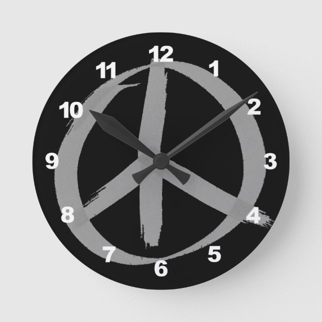Reloj Redondo Mediano Signo de paz gris (Anverso)