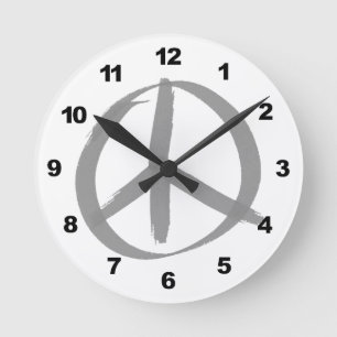 Reloj Redondo Mediano Signo de paz gris