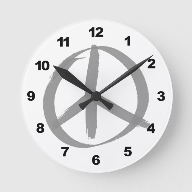 Reloj Redondo Mediano Signo de paz gris (Anverso)