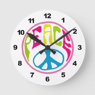 Reloj Redondo Mediano Signo de paz hippie