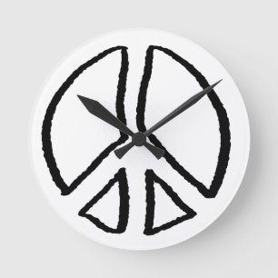 Reloj Redondo Mediano Signo de paz Hollow