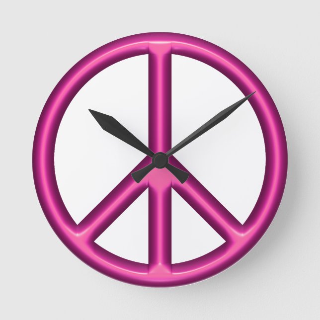 Reloj Redondo Mediano Signo de paz rosa (Anverso)