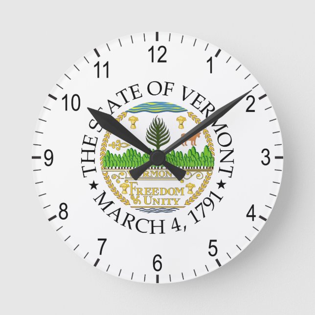 Reloj Redondo Mediano Signo de Vermont (Anverso)