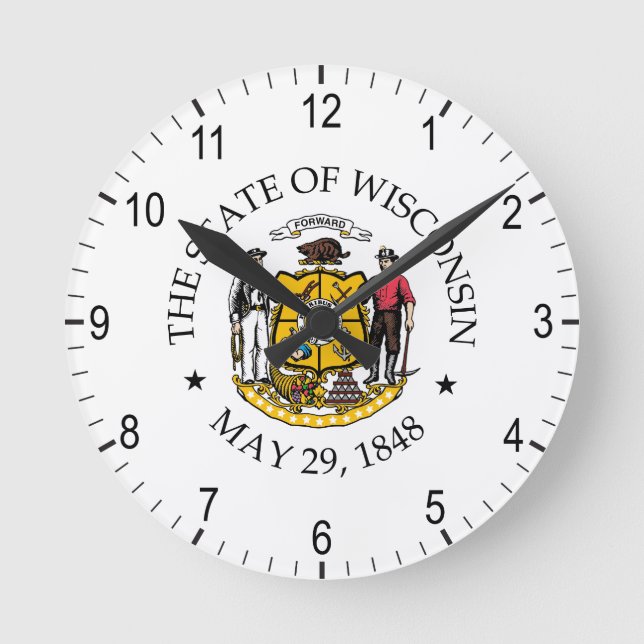 Reloj Redondo Mediano Signo de Wisconsin (Anverso)