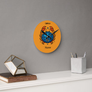 Reloj Redondo Mediano Signo Zodiacal Cáncer Pop Art - Cangrejo Celestial