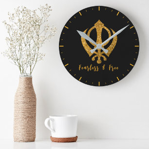 Reloj Redondo Mediano Sikh Khanda "Sin miedo y libre"