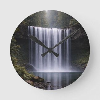 Reloj Redondo Mediano Silent Forest Waterfall – Calm Nature Landscape