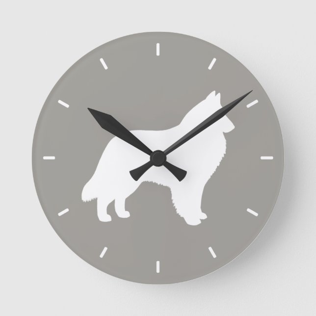 Reloj Redondo Mediano Silhouette de Sheepdog Belga (Anverso)