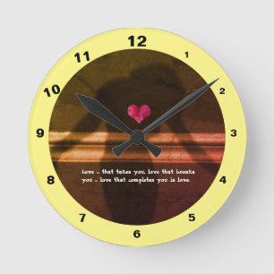 Reloj Redondo Mediano Silhouette of Woman, Flower Hearth & Love Text