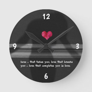 Reloj Redondo Mediano Silhouette of Woman, Flower Hearth & Love Text