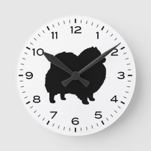 Reloj Redondo Mediano Silhouette Pomerania Dog