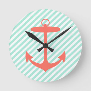Reloj Redondo Mediano Silueta coralina del ancla