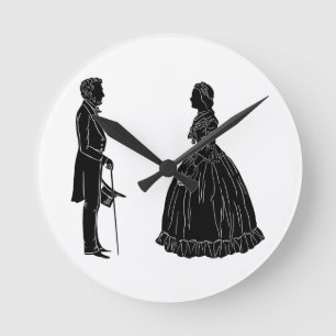 Reloj Redondo Mediano silueta de abraham lincoln mary todd lincoln