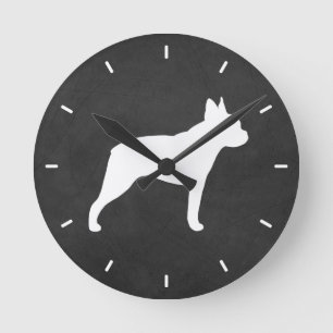Reloj Redondo Mediano Silueta de Boston Terrier