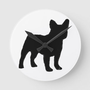 Reloj Redondo Mediano silueta de bulldog francesa