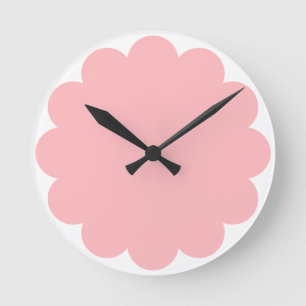 Reloj Redondo Mediano Silueta de flor pastel rosa minimalista linda 
