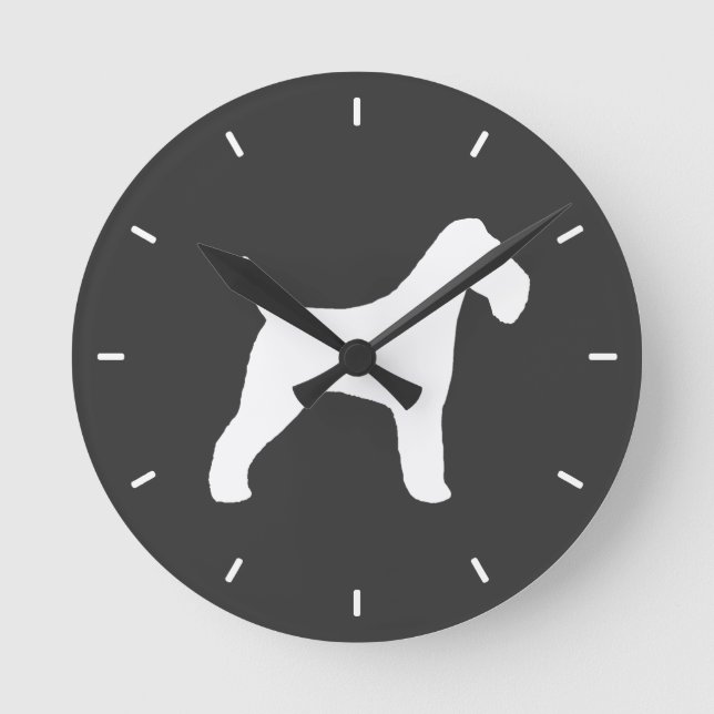 Reloj Redondo Mediano Silueta de Fox Terrier de Pelo Duro (Anverso)