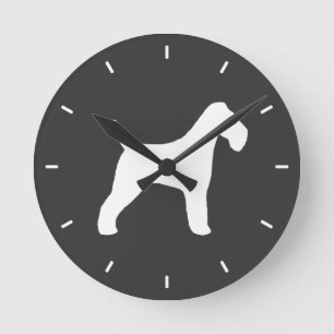 Reloj Redondo Mediano Silueta de Fox Terrier de Pelo Duro