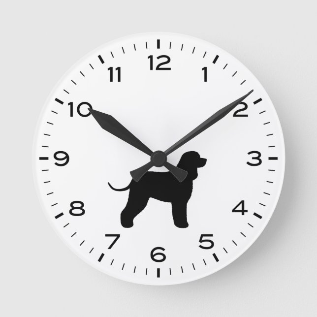 Reloj Redondo Mediano Silueta de la raza de perro de Spaniel (Anverso)