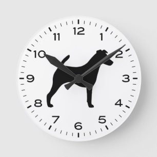 Reloj Redondo Mediano Silueta de la raza del perro del zorro suave