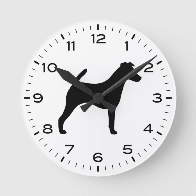 Reloj Redondo Mediano Silueta de la raza del perro del zorro suave (Anverso)