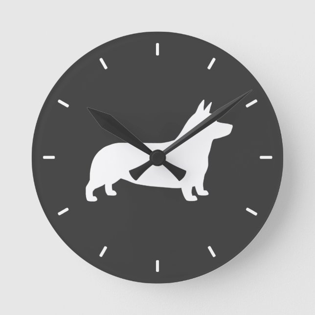 Reloj Redondo Mediano Silueta de Pembroke Welsh Corgi (Anverso)