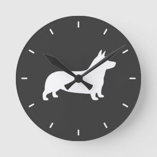 Reloj Redondo Mediano Silueta de Pembroke Welsh Corgi