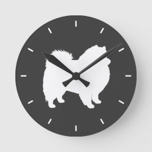 Reloj Redondo Mediano Silueta de perro esquimal americano