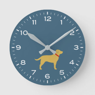 Reloj Redondo Mediano Silueta de perro recuperador de labrador amarillo