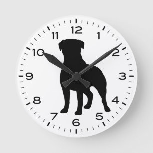 Reloj Redondo Mediano Silueta de perro Rottweiler