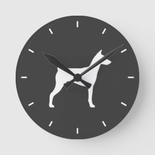 Reloj Redondo Mediano Silueta de Pinscher Alemán