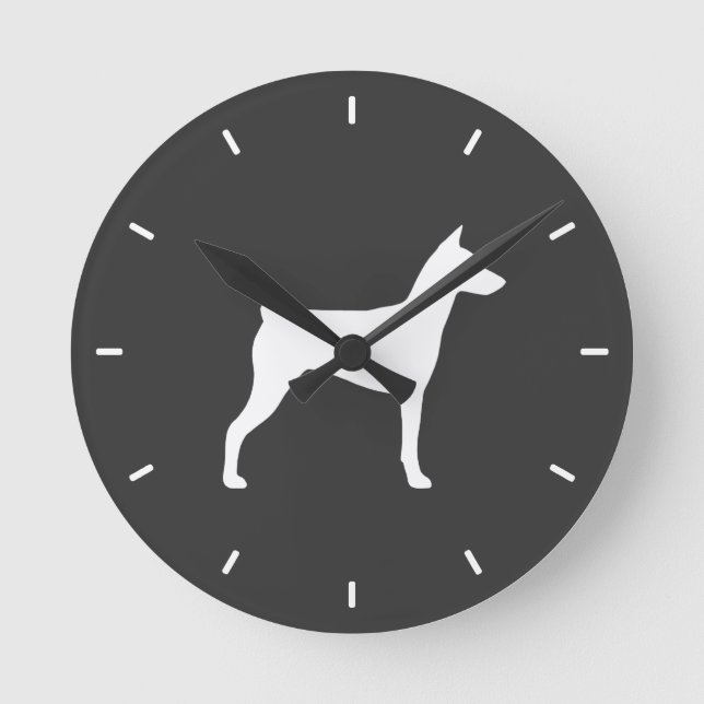 Reloj Redondo Mediano Silueta de Pinscher Alemán (Anverso)