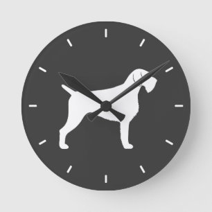 Reloj Redondo Mediano Silueta de Pointer Alemán de Pelo Cargado