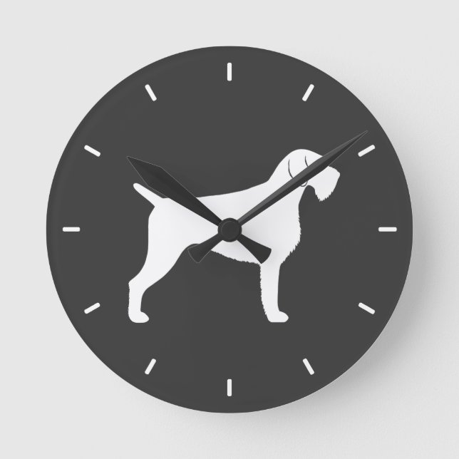 Reloj Redondo Mediano Silueta de Pointer Alemán de Pelo Cargado (Anverso)