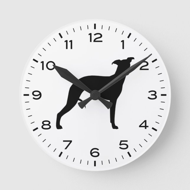 Reloj Redondo Mediano Silueta De Raza De Perro De Marioneta (Anverso)