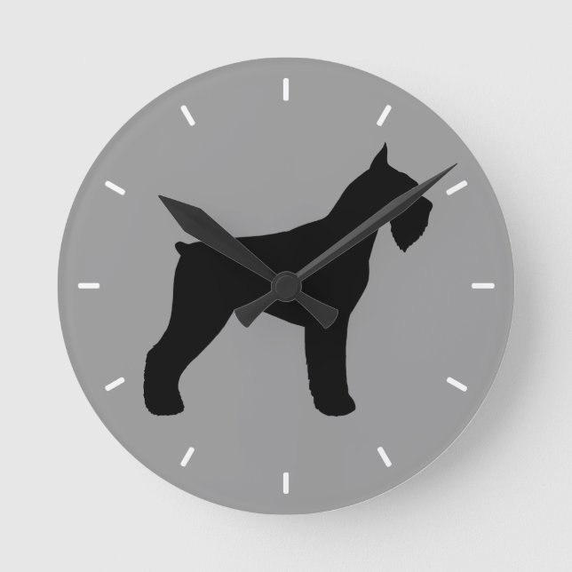 Reloj Redondo Mediano Silueta de Schnauzer Gigante (Anverso)