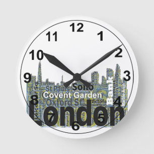 Reloj Redondo Mediano Silueta del horizonte de Londres