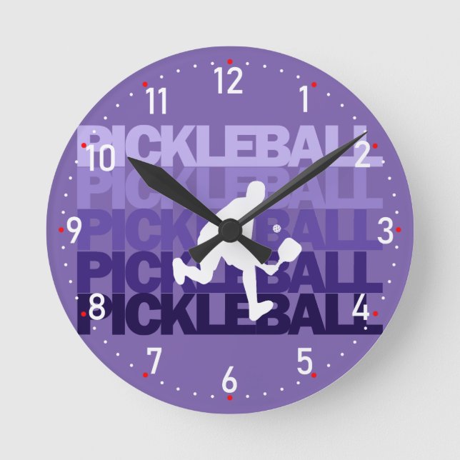 Reloj Redondo Mediano 💜 Silueta Purple Pickleball (Anverso)