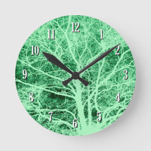 Reloj Redondo Mediano Silueta verde de árbol
