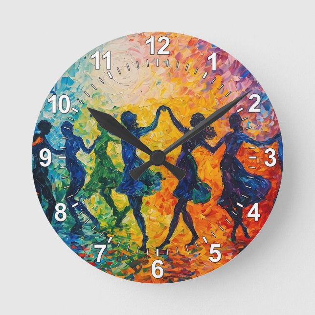 Reloj Redondo Mediano Siluetas coloridas bailando (Anverso)