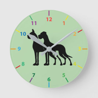 Reloj Redondo Mediano Siluetas de Gran Danés Cortadas y Naturales