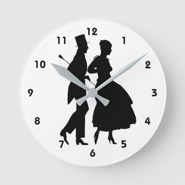 Reloj Redondo Mediano Siluetas Elegantes De Hombre Y Mujer (Anverso)