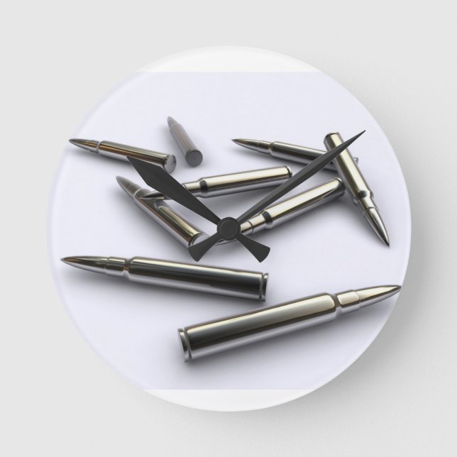 Reloj Redondo Mediano Silver Bullet Clock (Anverso)