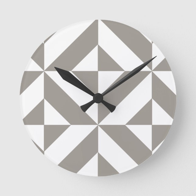 Reloj Redondo Mediano Silver Gray Geometric Deco Cube Pattern (Anverso)