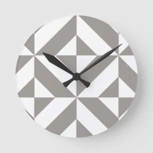 Reloj Redondo Mediano Silver Gray Geometric Deco Cube Pattern