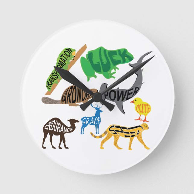 Reloj Redondo Mediano Simbolismo de Animales (Anverso)