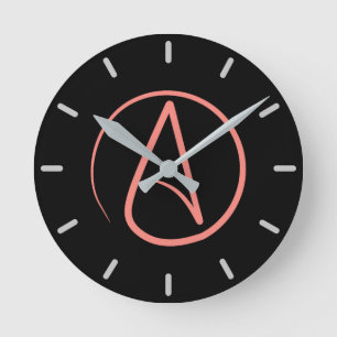 Reloj Redondo Mediano Símbolo ateo: coral negro