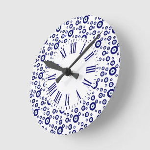 Reloj Redondo Mediano Símbolo azul malvado Ojo Buena suerte y protección