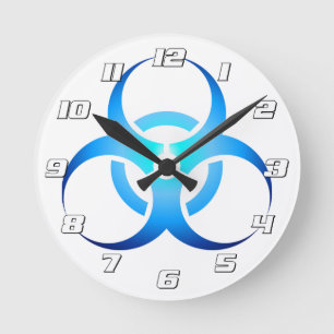 Reloj Redondo Mediano Símbolo biológico azul con números