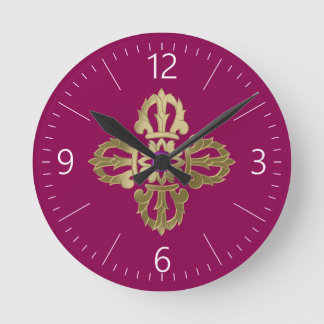 Reloj Redondo Mediano Símbolo budista dorado de Vajra